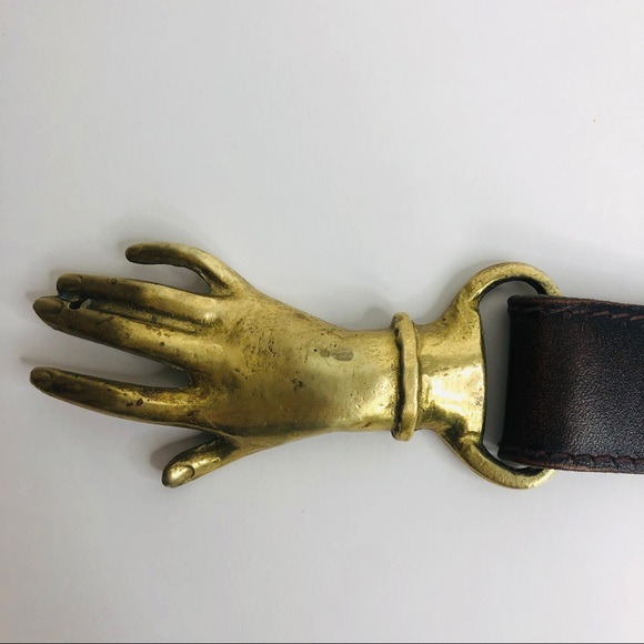 VNTG 70s Brass Belt Clasping Hands Georges Mailian - Picture 4 of 16